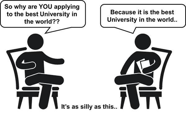 So why are YOU applying to the best University in the world? Because it is the best University in the world.